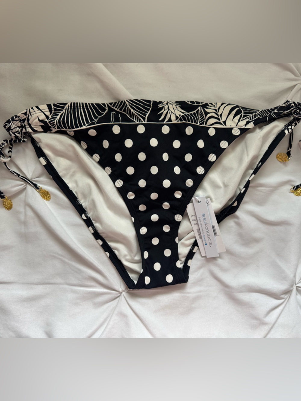 Bleu Rod Beattie Island Time Black & White Polka Dot Bikini BOTTOM women NEW tag